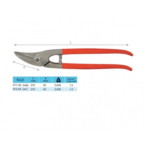 071-AS Sağ Düz Saç Makas 270x50 mm