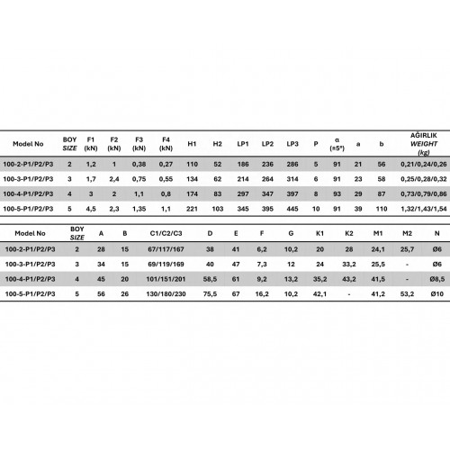 100-2-P2 Yatay Tabanlı Lamalı Yatay Bağlantı Elemanı 23641