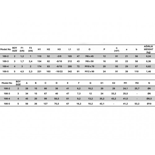 100-3 Yatay Tabanlı Yatay Bağlantı Elemanı 23631