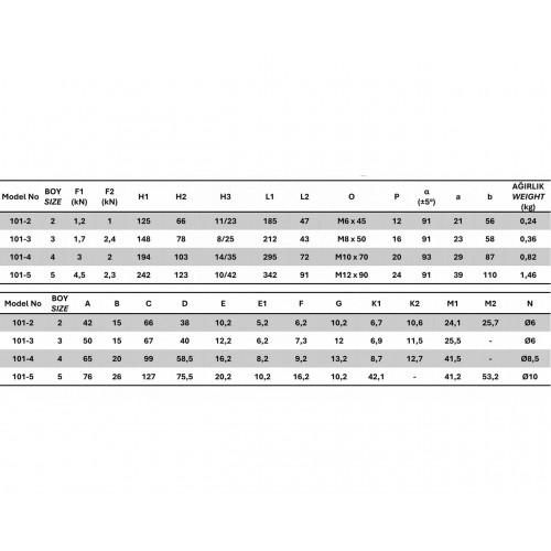 101-3 Dikey Tabanlı Yatay Bağlantı Elemanı 23671