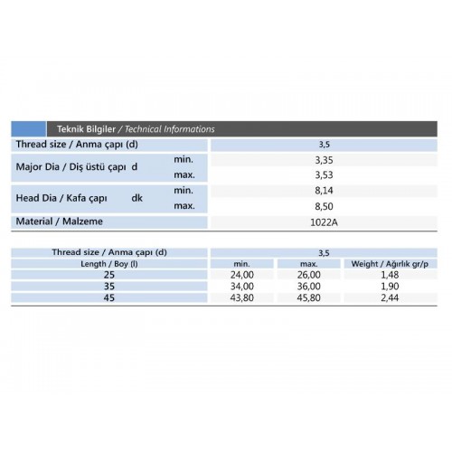 3.5x25 mm Matkap Uçlu Alçıpan Vidası