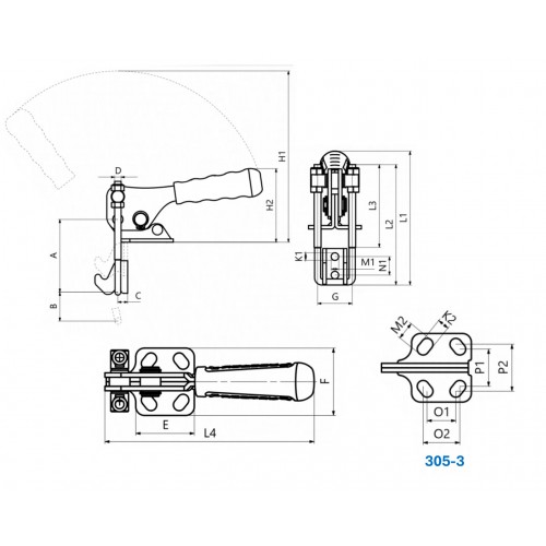 305-3 U Kancalı Dikey Tabanlı Bağlantı Elemanı 23780