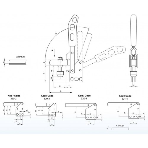 320-3 Dikey Pozisyon Dik Tabanlı Klamp