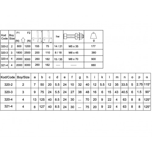 320-3 Dikey Pozisyon Dik Tabanlı Klamp