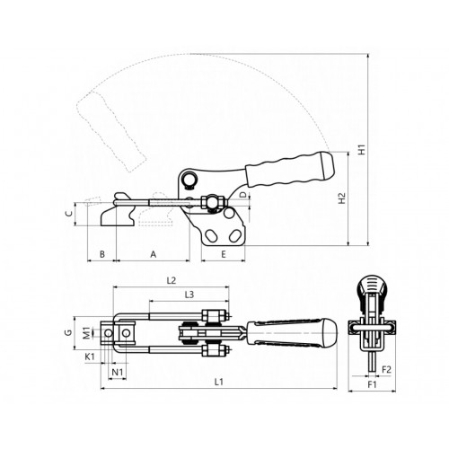 321-3 U Kancalı Dikey Tabanlı Yatay Kitleme İtme Çekme Takımı 23800