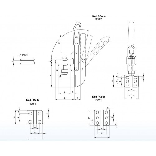 330-2 Dikey Pozisyon Yan Tabanlı Klamp