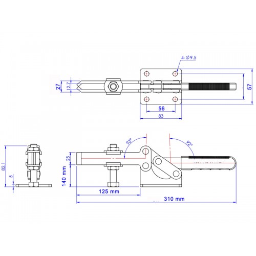 410-4 Düz Tabanlı Yatay Klamp Fikstür Sıkma Bağlama Takımı 23554 410-4 Düz Tabanlı Yatay Klamp Fikstür Sıkma Bağlama Takımı 23554