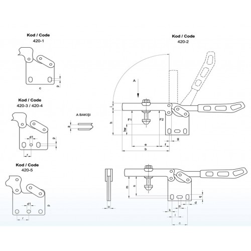 420-1 Yatay Pozisyon Dik Tabanlı Klamp 420-1 Yatay Pozisyon Dik Tabanlı Klamp