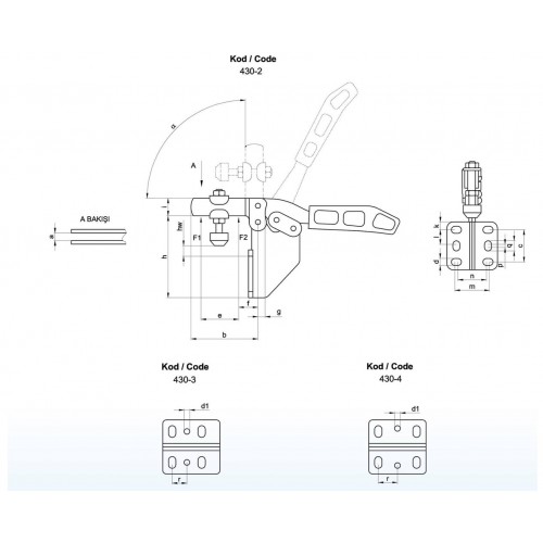 430-4 Yatay Pozisyon Yan Tabanlı Klamp