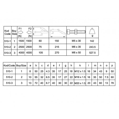 510-3 Yatay Pozisyon Düz Tabanlı İtme Çekme Klamp