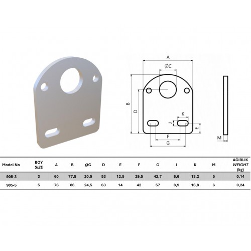 906-5 Dikey Taban İtme Çekme Bağlantı Elemanı 23902
