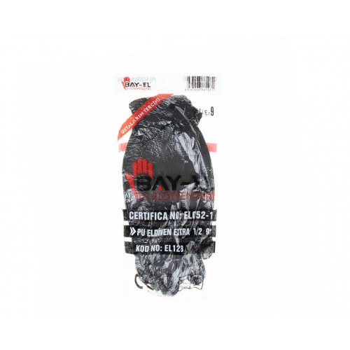 BAY-EL EL128 No:9 Siyah 1/2 PU Kaplı Ekstra Naylon Eldiven