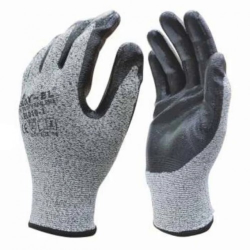 BAY-EL EL005 No:10 Siyah 1/2 Nitril Kaplı Örme Gri Kırçıl Naylon Eldiven