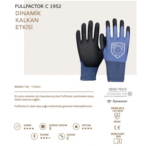FullFactor C 1952 Kesilmeye Dayanıklı Eldiven L Beden, No:9 FullFactor C 1952 Kesilmeye Dayanıklı Eldiven L Beden, No:9