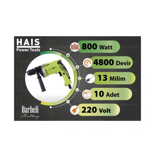 HAİS Darbeli Matkap 13 mm 800 watt JL1630 HAİS Darbeli Matkap 13 mm 800 watt JL1630