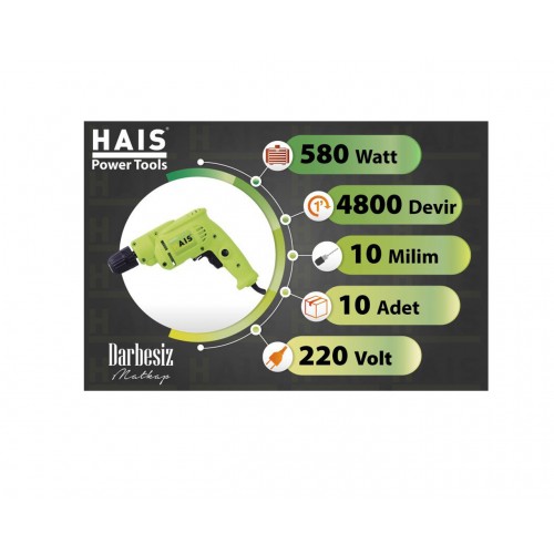 HAİS JL6001 Darbesiz Matkap 10mm 580 Watt HAİS JL6001 Darbesiz Matkap 10mm 580 Watt