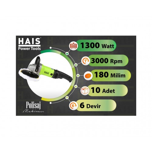 HAİS Polisaj Makinası 180 mm 1300 Watt MB7801 HAİS Polisaj Makinası 180 mm 1300 Watt MB7801
