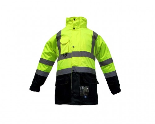 JUNIOR JN1003 Fosforlu Oxford 5+1 İçi Çıkmalı Parka Sarı Lacivert M beden