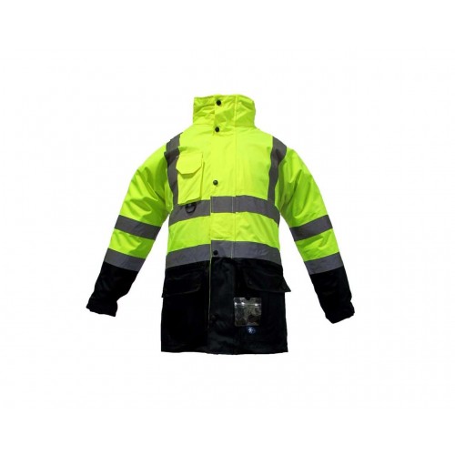 JUNIOR JN1003 Fosforlu Oxford 5+1 İçi Çıkmalı Parka Sarı Lacivert M beden