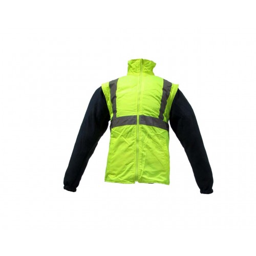 JUNIOR JN1003 Fosforlu Oxford 5+1 İçi Çıkmalı Parka Sarı Lacivert M beden