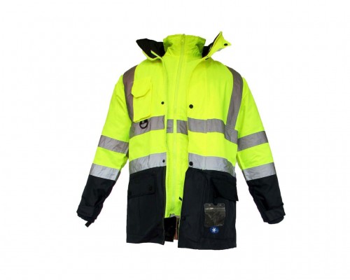 JUNIOR JN1003 Fosforlu Oxford 5+1 İçi Çıkmalı Parka Sarı Lacivert XL beden