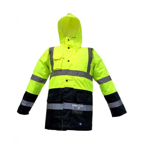 JUNIOR JN1013 Waterproof Fosforlu Oxford Parka Sarı Lacivert XXXL beden