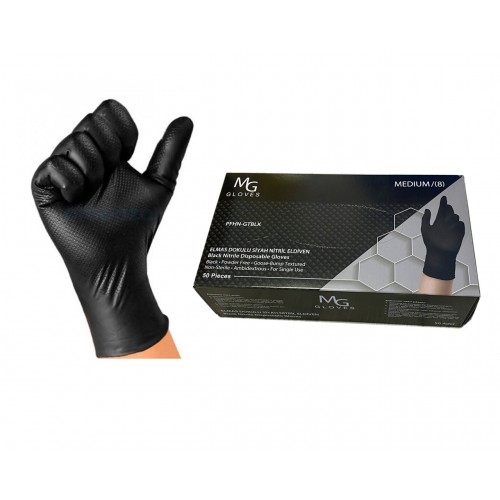 JUNIOR MG L Elmas Dokulu Balık Sırtı Çift Taraf Nitril Eldiven