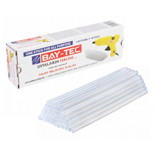 MK0442 Mum Silikon Çubuk Şeffaf İnce 7.3x300mm KG Ambalaj