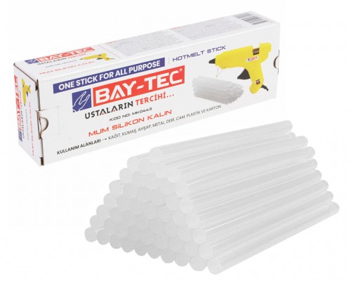 MK0443 Mum Silikon Çubuk Şeffaf Kalın 11.3x300mm KG Ambalaj