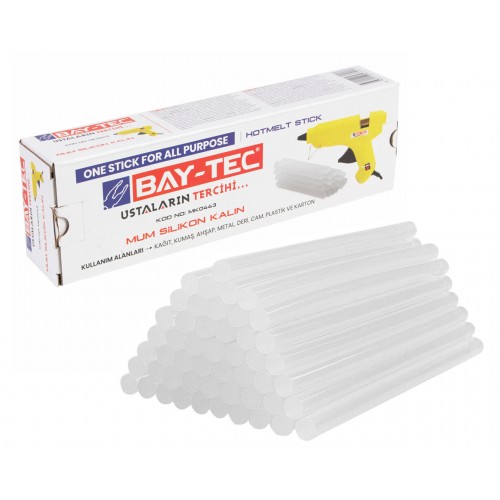 MK0443 Mum Silikon Çubuk Şeffaf Kalın 11.3x300mm KG Ambalaj