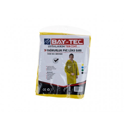 MK5120 PVC Lüks Yağmurluk Sarı Cepli Sırttan Havalandırmalı 260gr