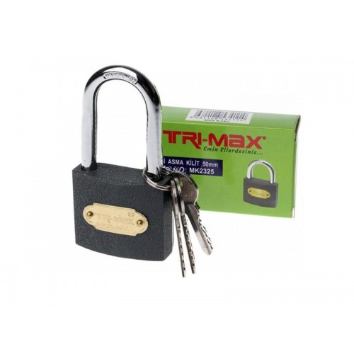 Tri-max Gri Döküm Uzun Asma Kilit 50 mm