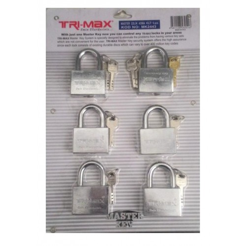 Trimax Master Çelik Asma Kilit 55 mm 6'lı Set MK2443 Trimax Master Çelik Asma Kilit 55 mm 6'lı Set MK2443