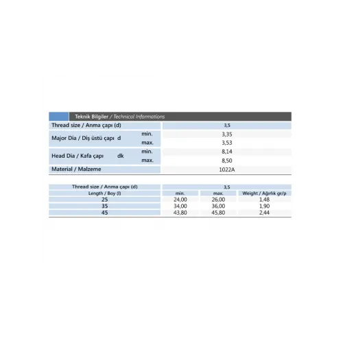 3.5x35 mm Matkap Uçlu Alçıpan Vidası