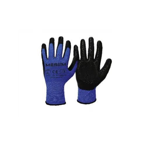 1/2 No:10 Nitril Kaplı Zebra Mavi Siyah Eldiven MES EL370
