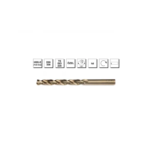 HSS-E DIN 338 Silindirik Saplı Kısa Matkap Ucu - ALTIN SERİ 2 mm