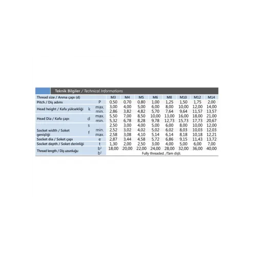 M5x8 Inox İmbus Cıvata DIN 912