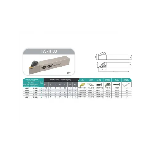 MBC TDJNR 20x20 K15 Dış Çap Tornalama Kateri