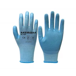 NO:10 Mavi 1/2 Nitril Kaplı Mavi Örme Naylon Komfort Eldiven MES EL500