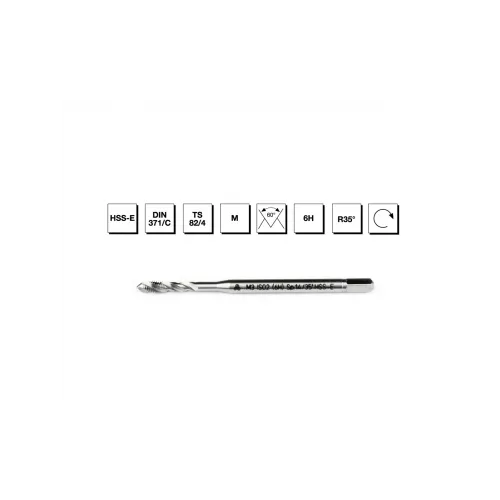 HSS - E DIN 371/C Metrik Normal Vidalı Helis Kanallı Makina Kılavuzu M4
