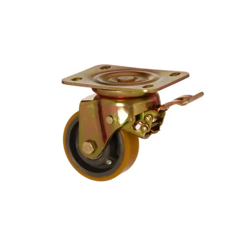 4002 DUR 125 F3 Döküm Frenli Poliüretan Rulmanlı Döner Teker