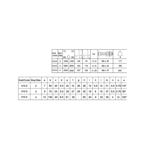 310-2 Dikey Pozisyon Düz Tabanlı İtme Çekme Klamp