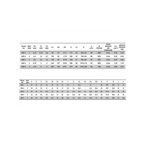 600-3 Pnömatik Yatay Tabanlı Kare Pistonlu Bağlantı Elemanı 23943