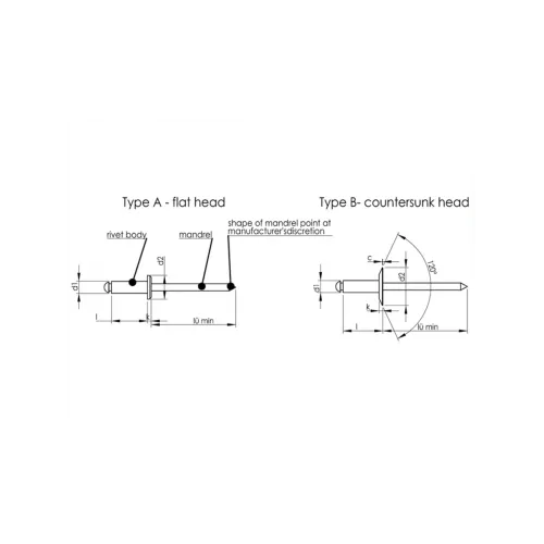 4x18 mm Alüminyum Pop Perçin DIN 7337