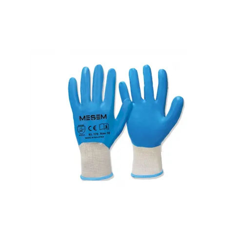 No:10 Mavi Full Nitril Kaplı Orjinal Örme Naylon Eldiven MES EL170
