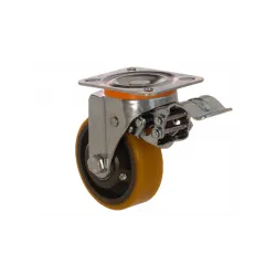 3002 DUR 80 Frenli Döküm PU Kaplı Teker