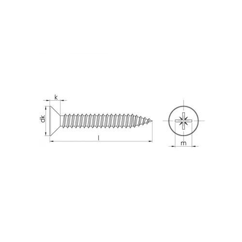 2.9x19 mm YHB Inox Saç Vidası DIN 7982