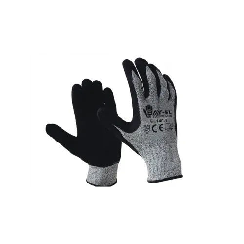 BAY-EL No:10 Likralı Siyah Montaj Eldiveni 1/2 Siyah Nitril Kaplı Likralı İp Örme Eldiven EL340