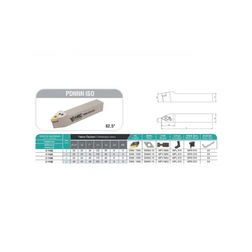 MBC PDNNN 25x25 Dış Çap Tornalama Kateri