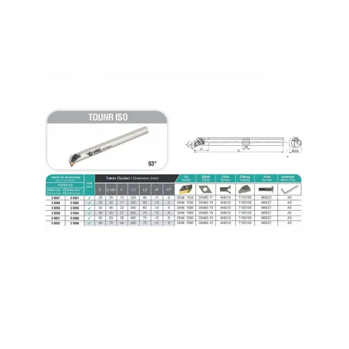MBC S25S TDUNR 15 İç Çap Tornalama Kateri